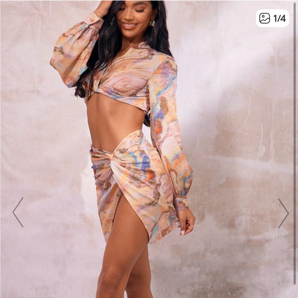Sand Marble Printed 2-Piece Set